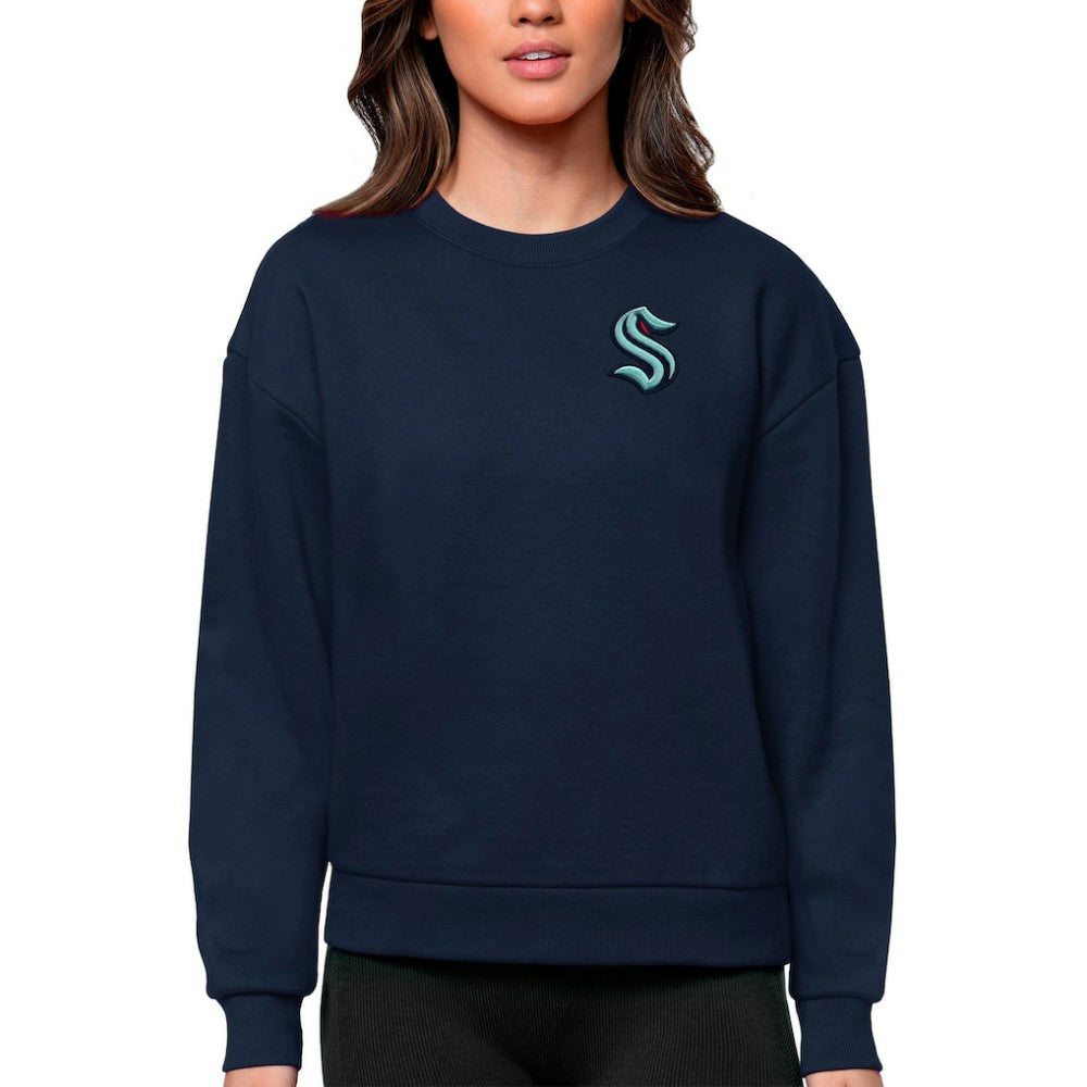 Seattle Kraken Antigua Women's Victory Crewneck Pullover Sweatshirt Discount