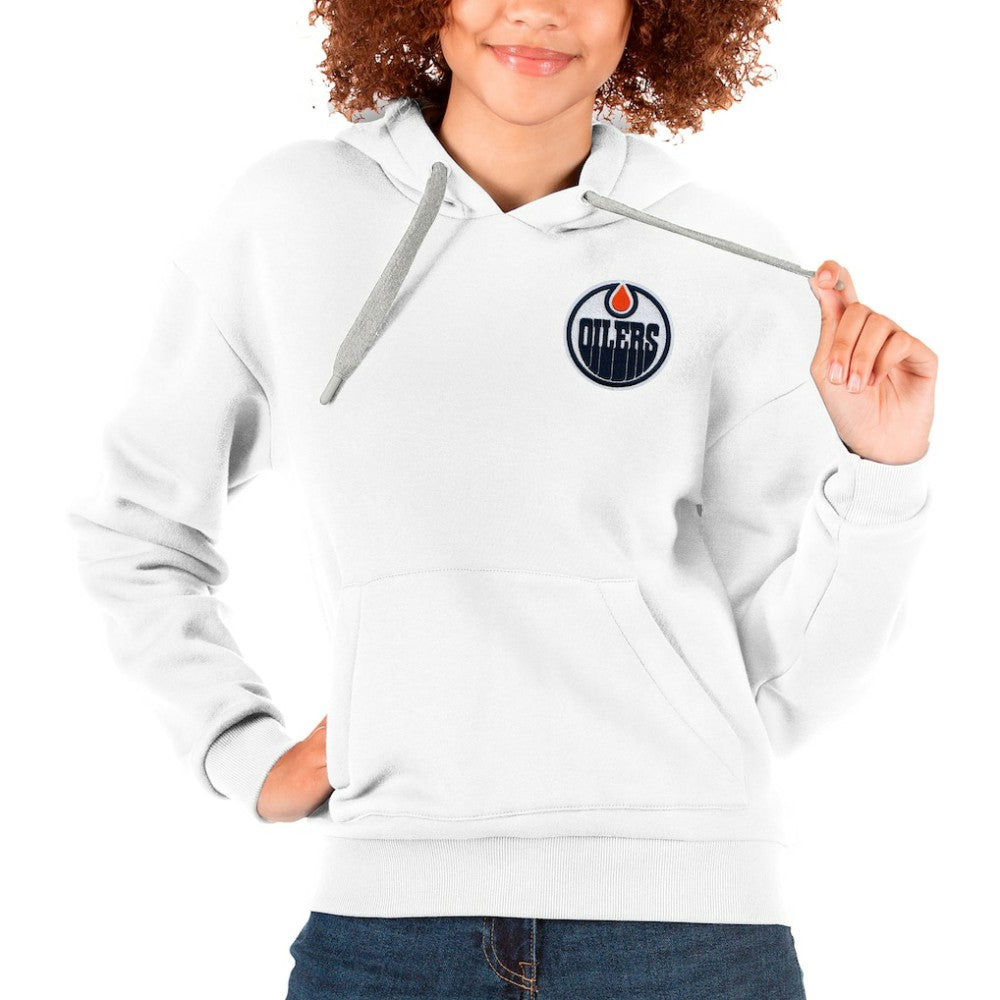 Edmonton Oilers Antigua Women's Victory Pullover Hoodie For Sale