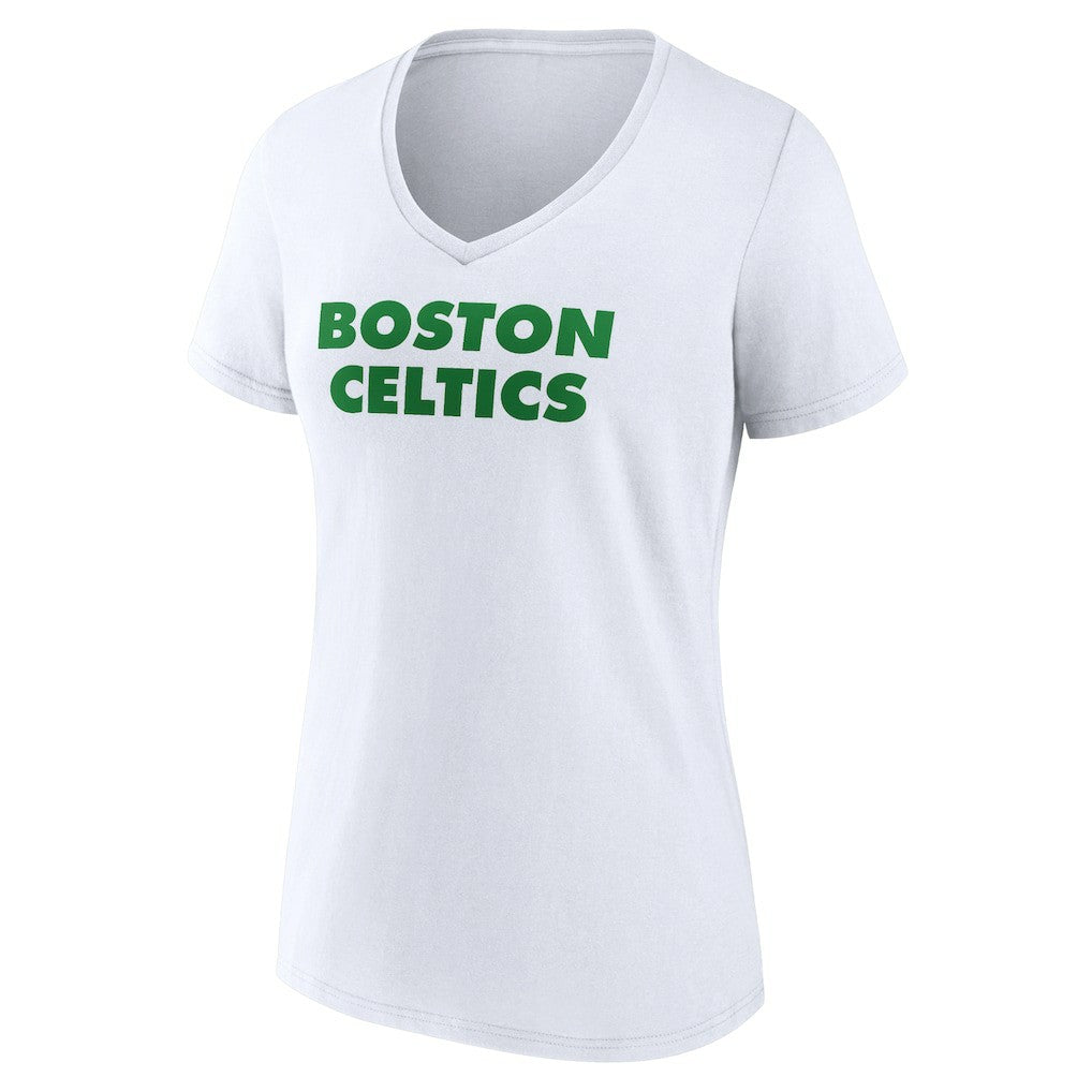 Boston Celtics Women's Wordmark V-Neck T-Shirt New