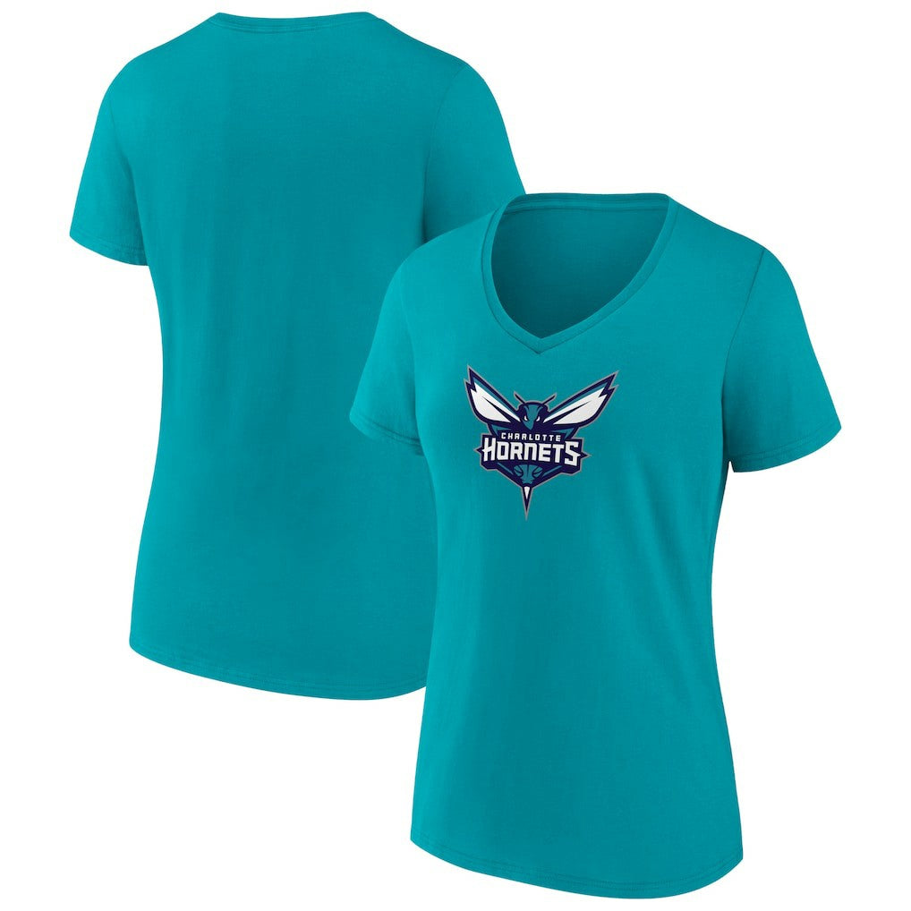 Charlotte Hornets Women's Logo V-Neck T-Shirt New