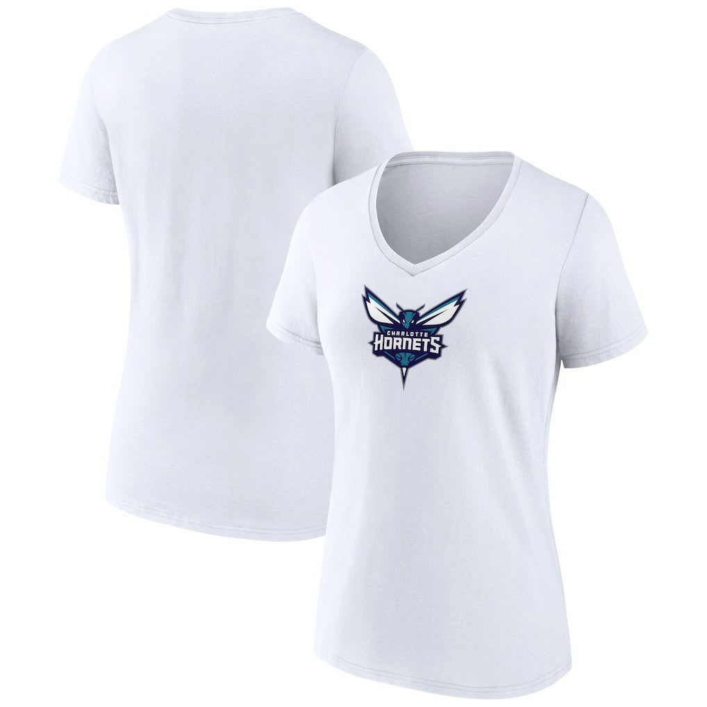 Charlotte Hornets Women's Logo V-Neck T-Shirt New