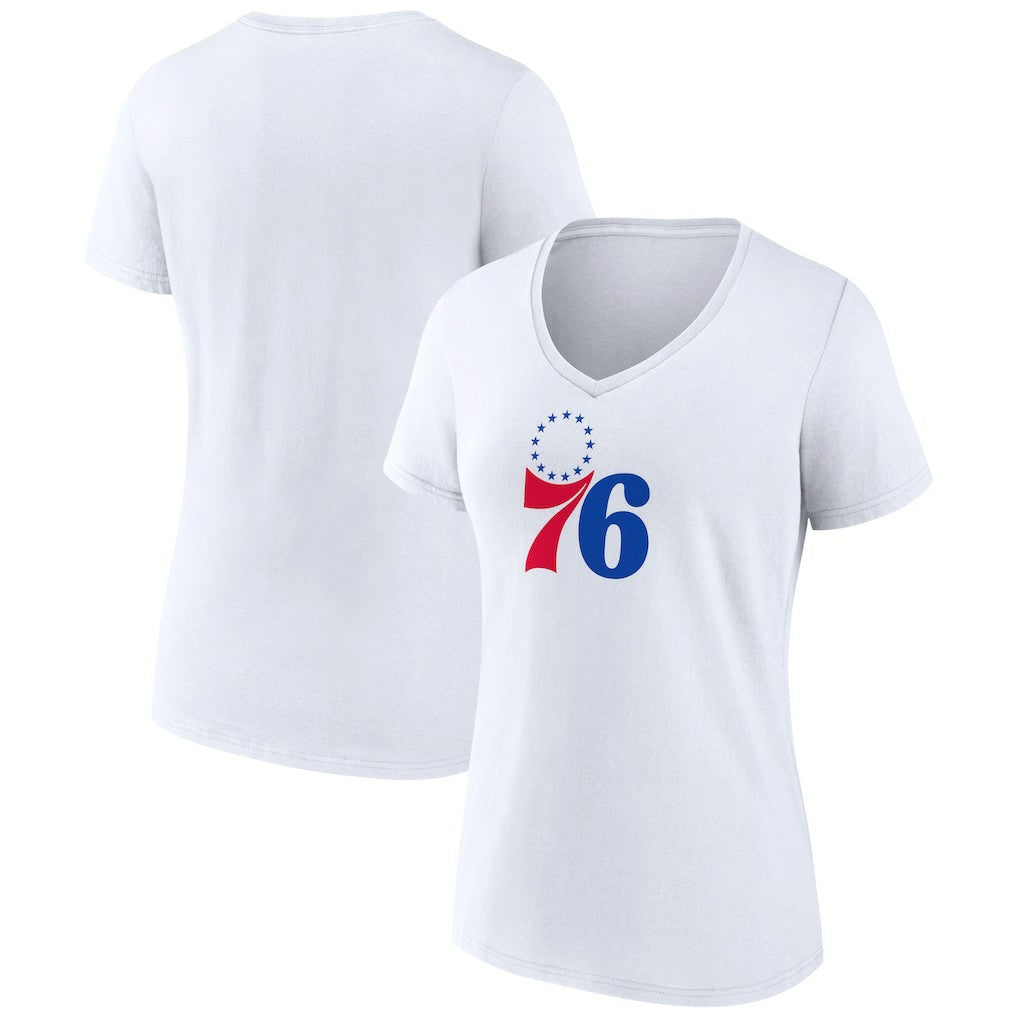 Philadelphia 76ers Women's Logo V-Neck T-Shirt New