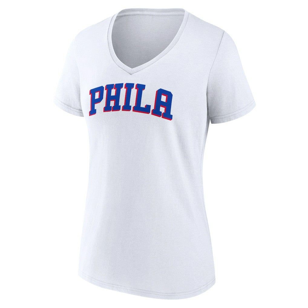 Philadelphia 76ers Women's Wordmark V-Neck T-Shirt New