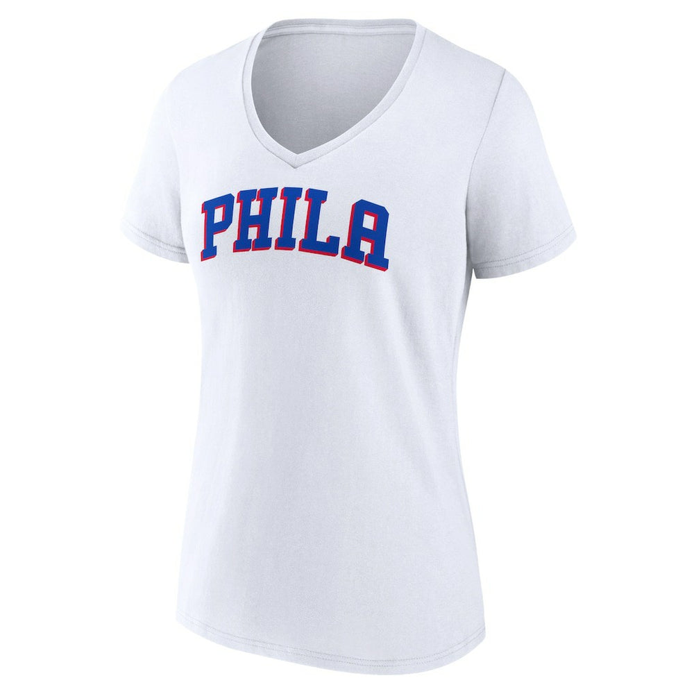 Philadelphia 76ers Women's Wordmark V-Neck T-Shirt New
