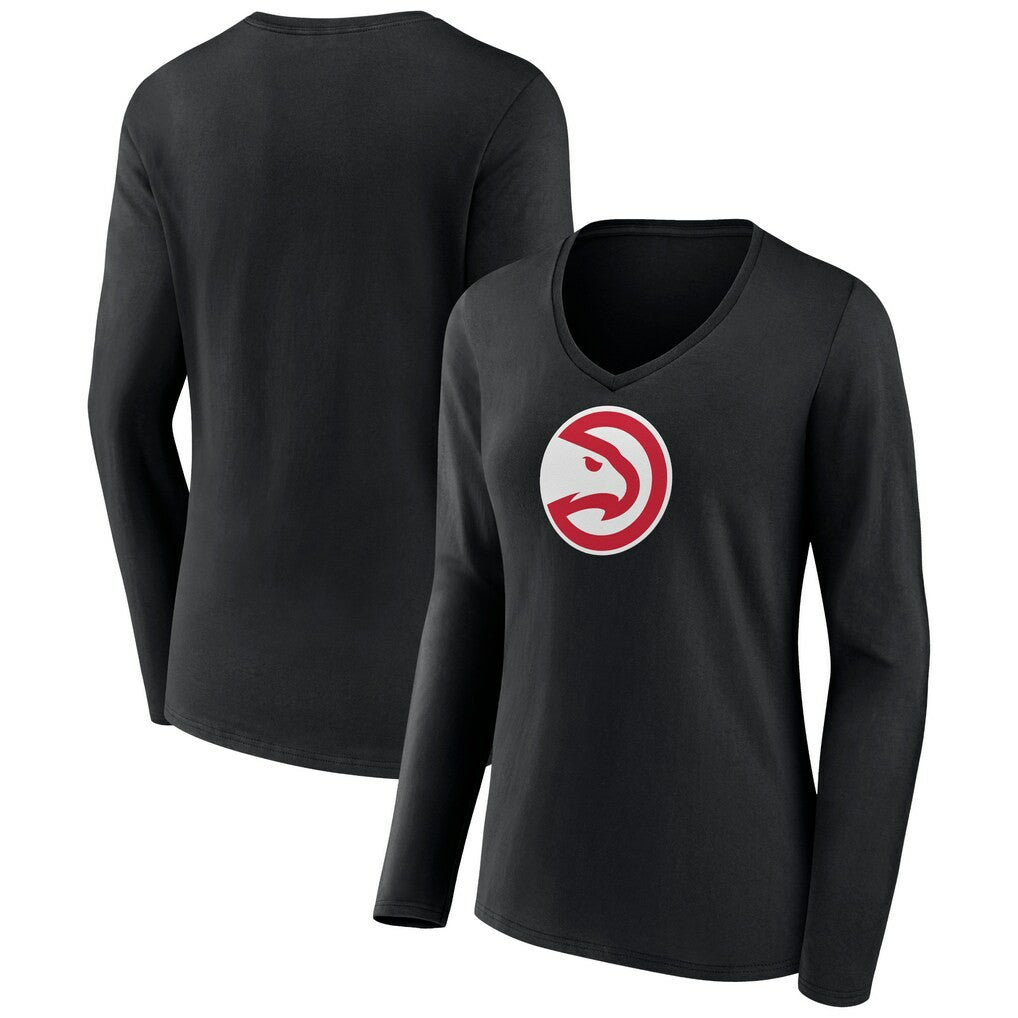 Atlanta Hawks Women's Logo Long Sleeve V-Neck T-Shirt For Sale