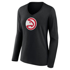 Atlanta Hawks Women's Logo Long Sleeve V-Neck T-Shirt For Sale