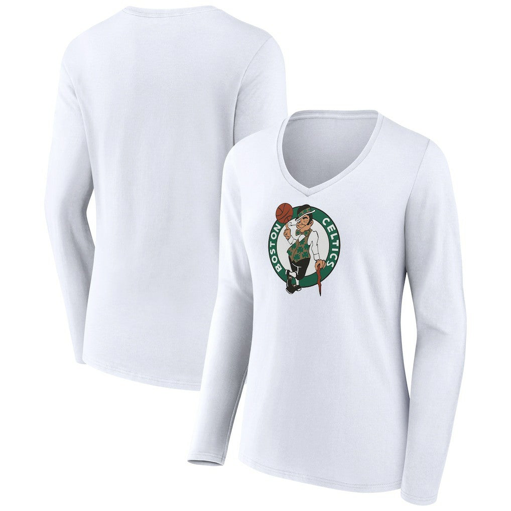 Boston Celtics Women's Logo Long Sleeve V-Neck T-Shirt Discount