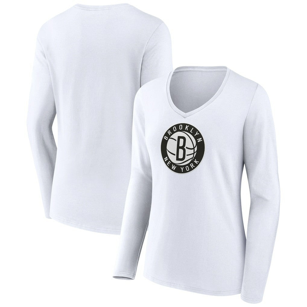 Brooklyn Nets Women's Logo Long Sleeve V-Neck T-Shirt Discount