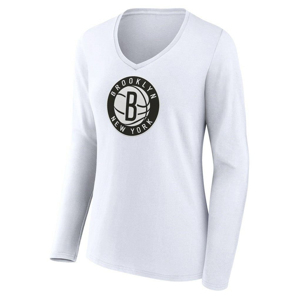 Brooklyn Nets Women's Logo Long Sleeve V-Neck T-Shirt Discount