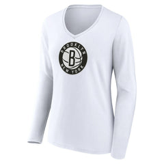 Brooklyn Nets Women's Logo Long Sleeve V-Neck T-Shirt Discount