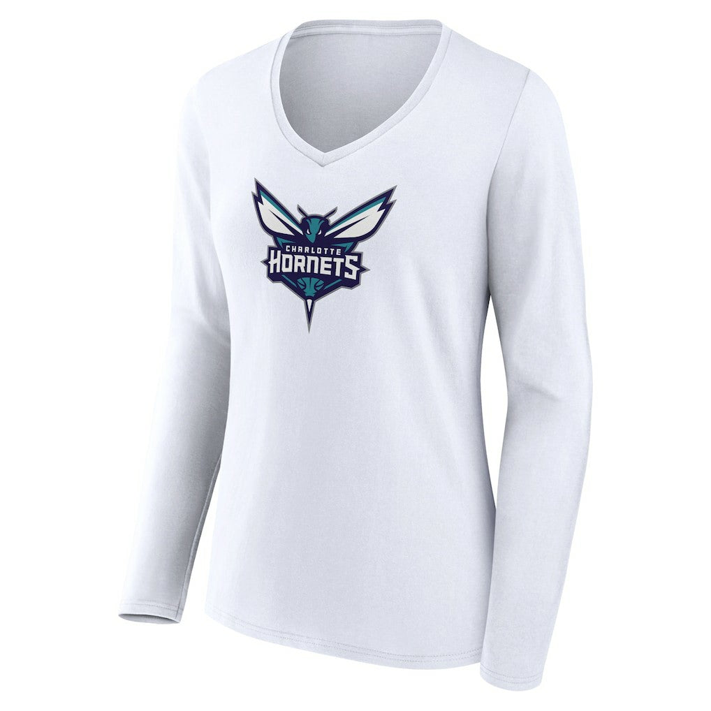 Charlotte Hornets Women's Logo Long Sleeve V-Neck T-Shirt On Sale
