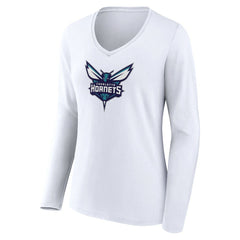 Charlotte Hornets Women's Logo Long Sleeve V-Neck T-Shirt On Sale