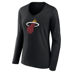 Miami Heat Women's Logo Long Sleeve V-Neck T-Shirt On Sale