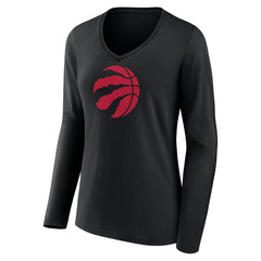 Toronto Raptors Women's Logo Long Sleeve V-Neck T-Shirt Discount
