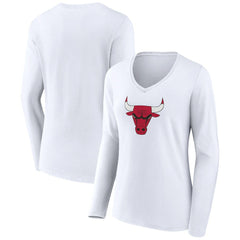Chicago Bulls Women's Logo Long Sleeve V-Neck T-Shirt sale New