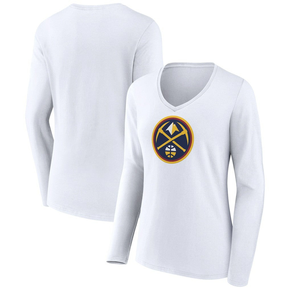 Denver Nuggets Women's Logo Long Sleeve V-Neck T-Shirt sale Online