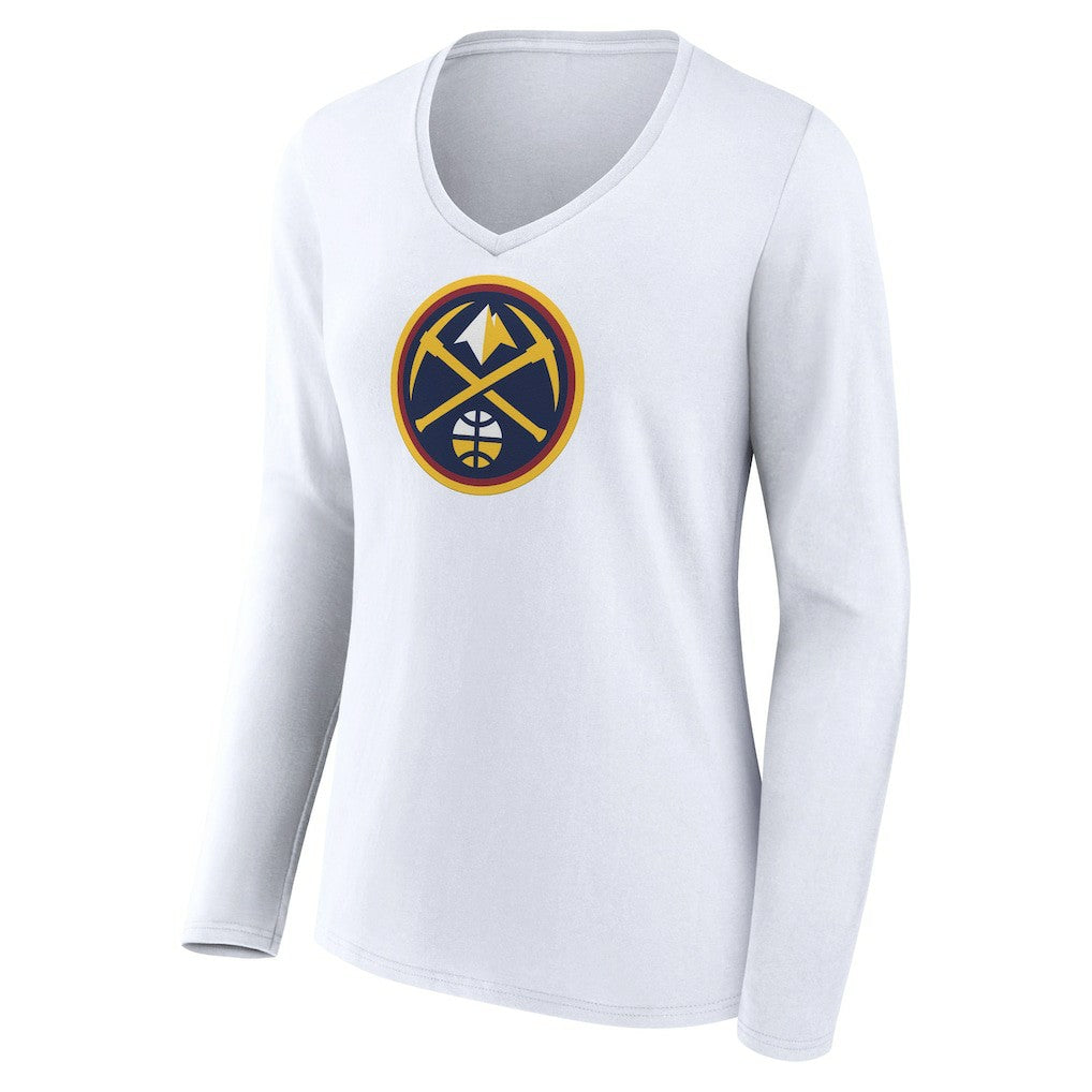 Denver Nuggets Women's Logo Long Sleeve V-Neck T-Shirt sale Online