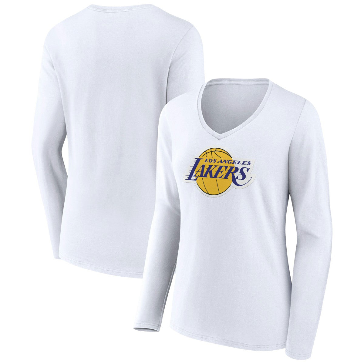 Los Angeles Lakers Women's Logo Long Sleeve V-Neck T-Shirt For Sale