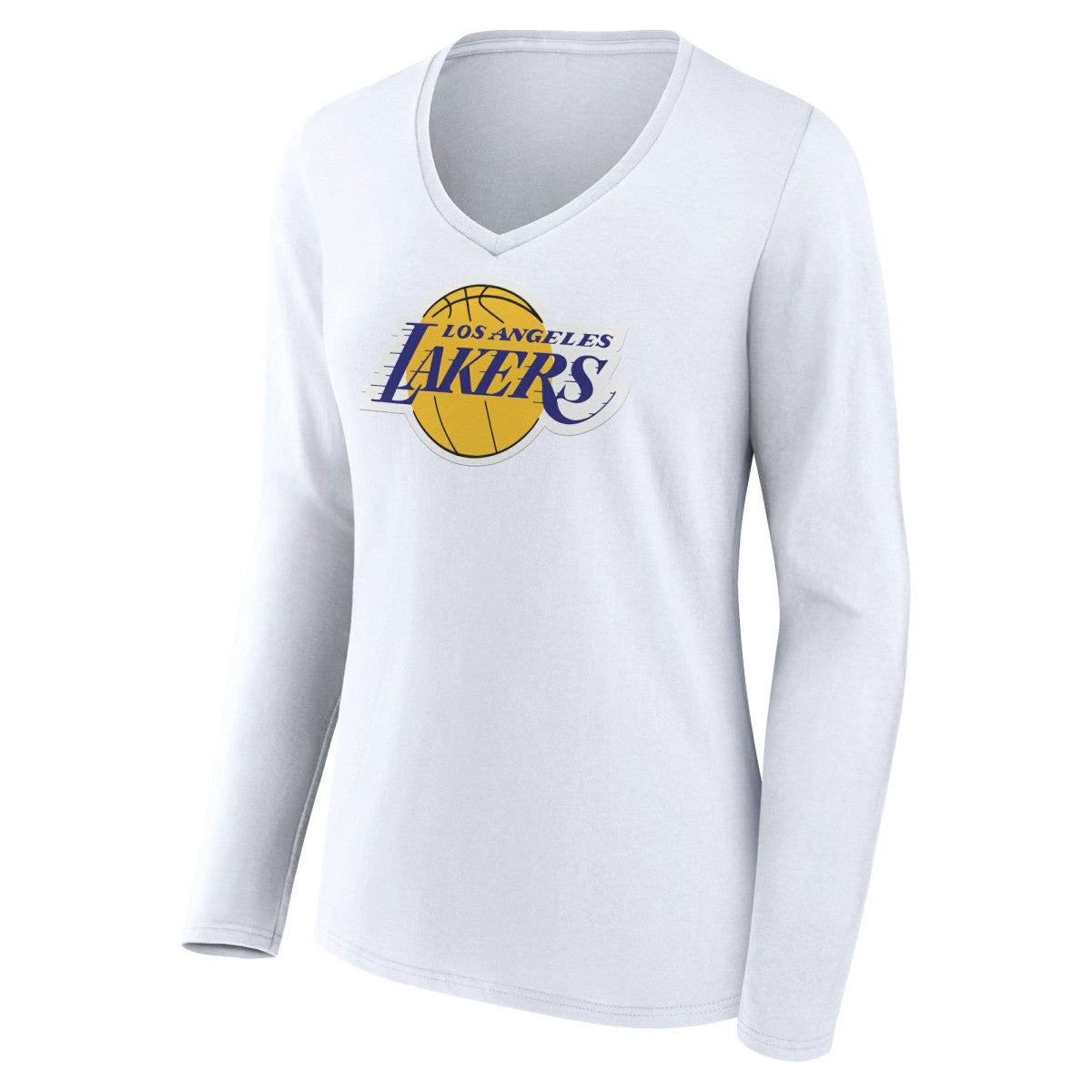 Los Angeles Lakers Women's Logo Long Sleeve V-Neck T-Shirt For Sale