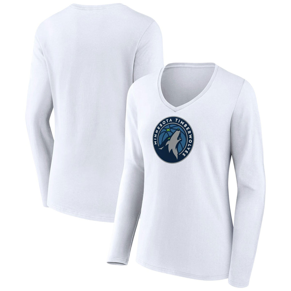 Minnesota Timberwolves Women's Logo Long Sleeve V-Neck T-Shirt Discount