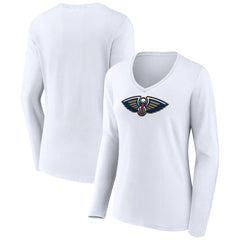 New Orleans Pelicans Women's Logo Long Sleeve V-Neck T-Shirt Discount