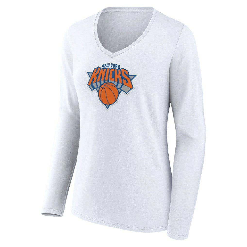 New York Knicks Women's Logo Long Sleeve V-Neck T-Shirt On Sale