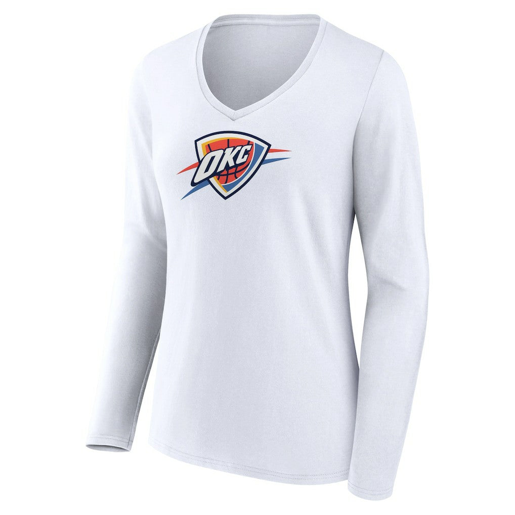 Oklahoma City Thunder Women's Logo Long Sleeve V-Neck T-Shirt New