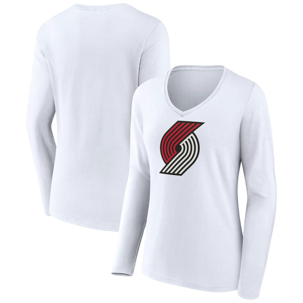Portland Trail Blazers Women's Logo Long Sleeve V-Neck T-Shirt New