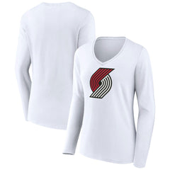 Portland Trail Blazers Women's Logo Long Sleeve V-Neck T-Shirt New