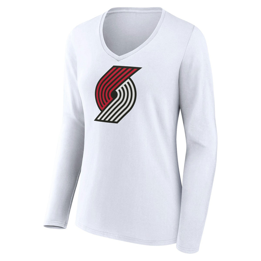 Portland Trail Blazers Women's Logo Long Sleeve V-Neck T-Shirt New