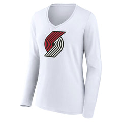 Portland Trail Blazers Women's Logo Long Sleeve V-Neck T-Shirt New