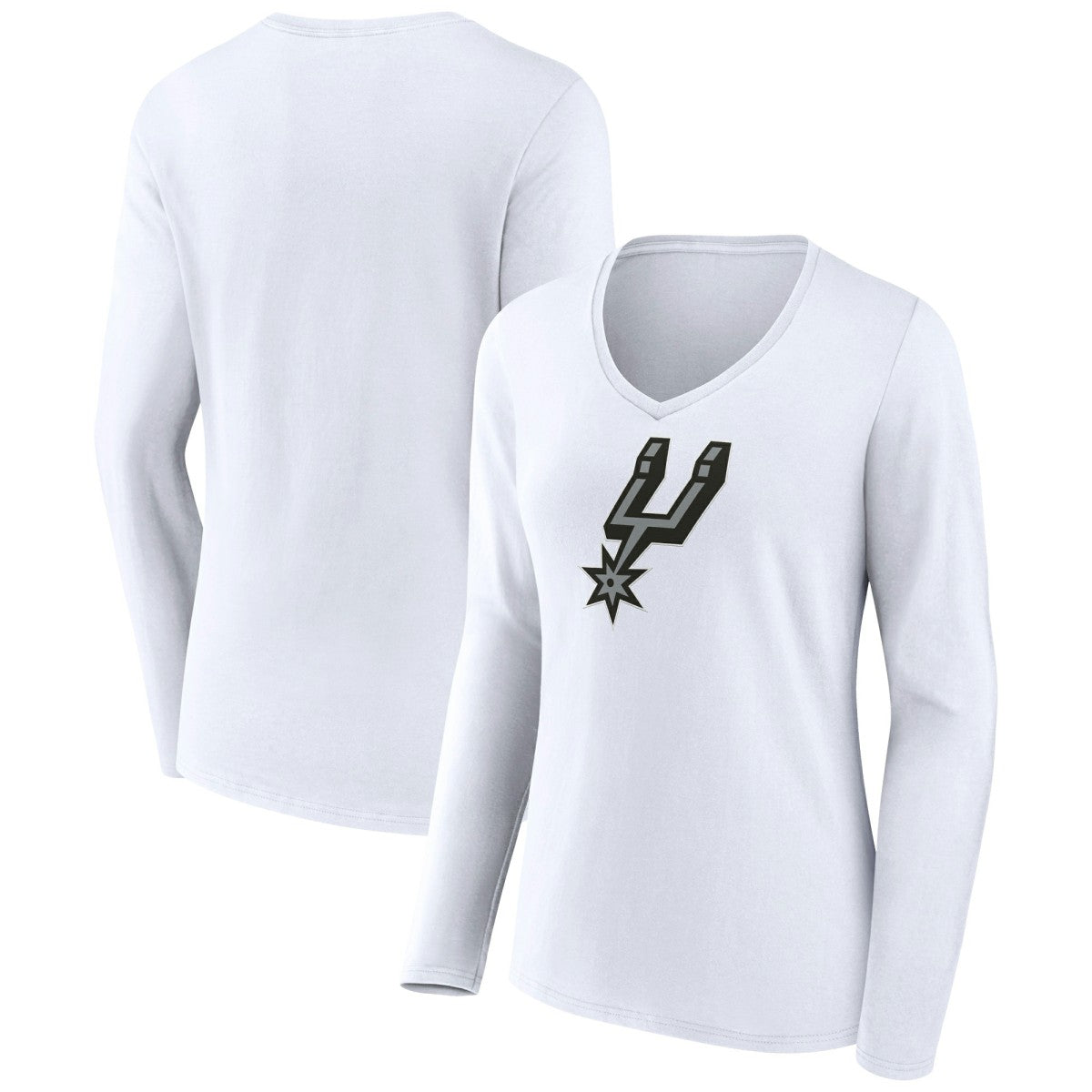 San Antonio Spurs Women's Logo Long Sleeve V-Neck T-Shirt New