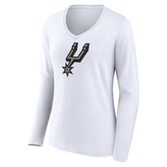 San Antonio Spurs Women's Logo Long Sleeve V-Neck T-Shirt New