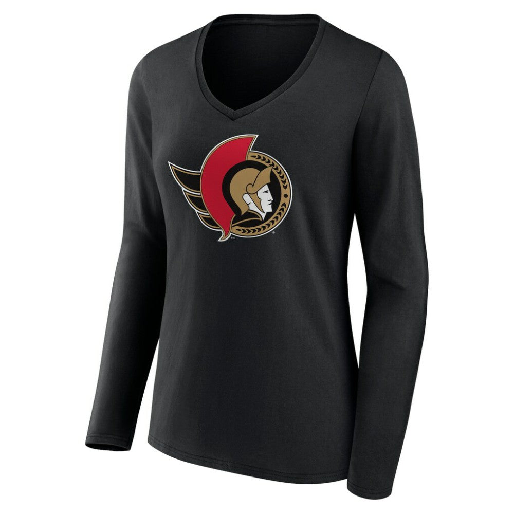 Ottawa Senators Women's Team Logo Long Sleeve V-Neck T-Shirt On Sale