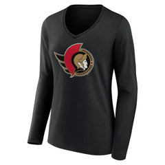 Ottawa Senators Women's Team Logo Long Sleeve V-Neck T-Shirt On Sale