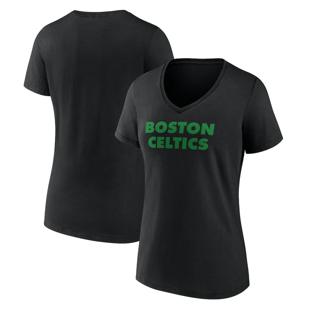 Boston Celtics Women's Wordmark V-Neck T-Shirt For Sale