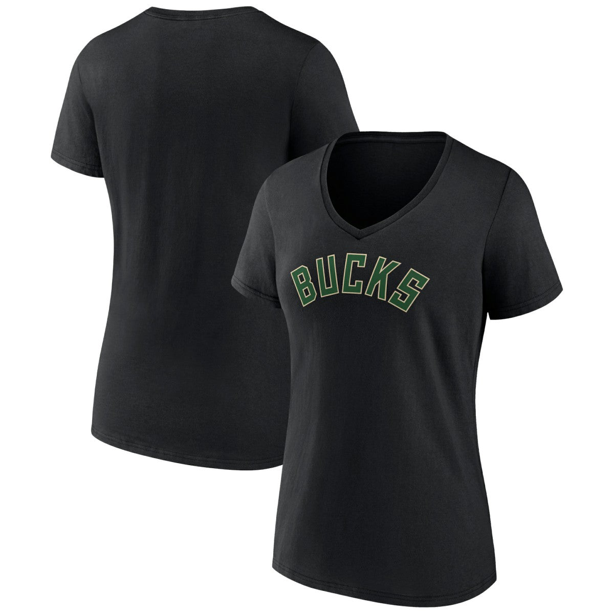 Milwaukee Bucks Women's Wordmark V-Neck T-Shirt On Sale