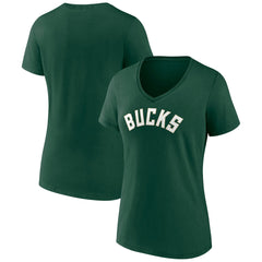 Milwaukee Bucks Women's Wordmark V-Neck T-Shirt Discount