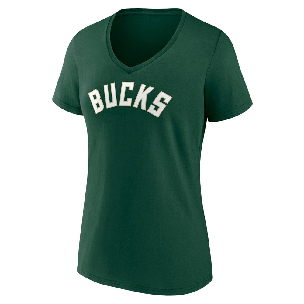 Milwaukee Bucks Women's Wordmark V-Neck T-Shirt Discount