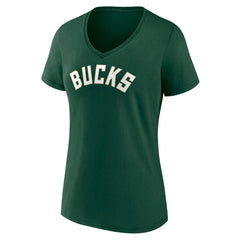 Milwaukee Bucks Women's Wordmark V-Neck T-Shirt Discount