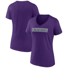 Sacramento Kings Women's Wordmark V-Neck T-Shirt New