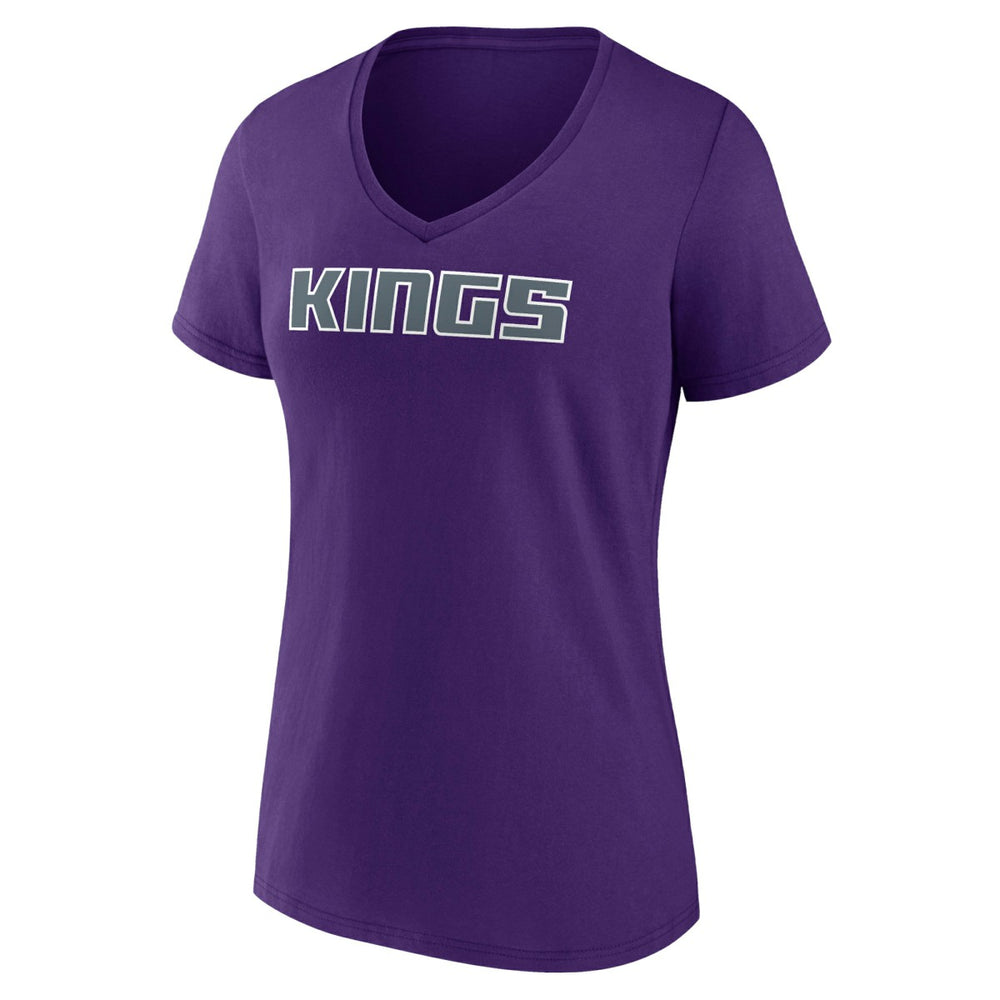 Sacramento Kings Women's Wordmark V-Neck T-Shirt New