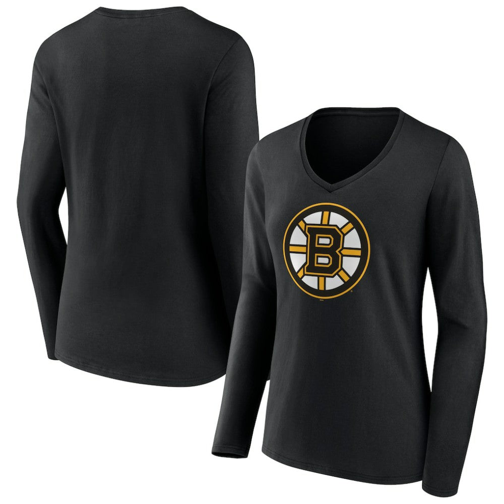 Boston Bruins Women's Team Logo Long Sleeve V-Neck T-Shirt Discount