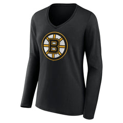 Boston Bruins Women's Team Logo Long Sleeve V-Neck T-Shirt Discount