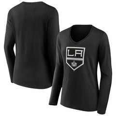 Los Angeles Kings Women's Team Logo Long Sleeve V-Neck T-Shirt On Sale
