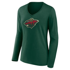 Minnesota Wild Women's Team Logo Long Sleeve V-Neck T-Shirt On Sale