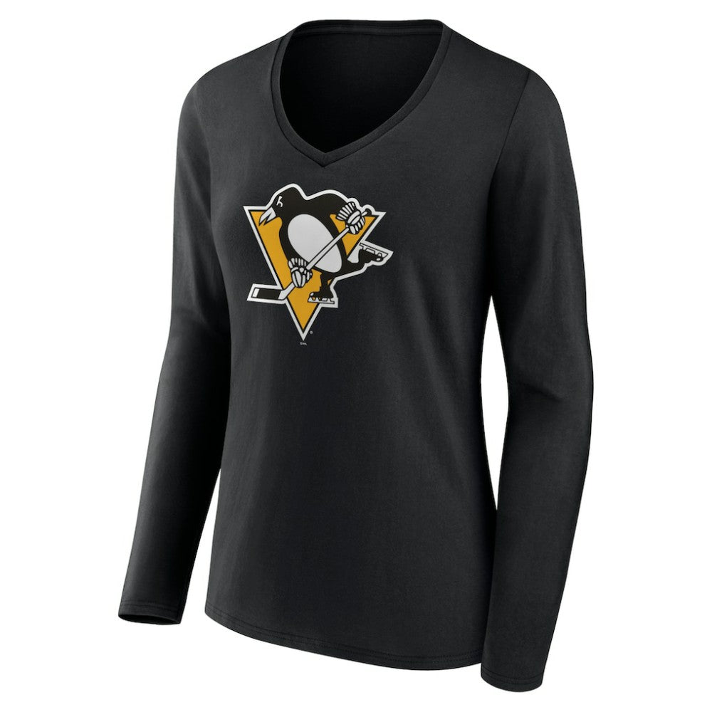 Pittsburgh Penguins Women's Team Logo Long Sleeve V-Neck T-Shirt Outlet