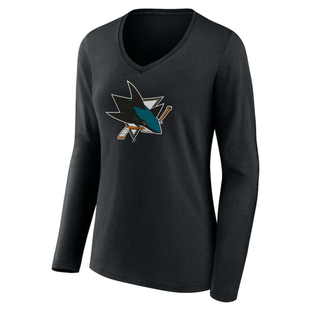 San Jose Sharks Women's Team Logo Long Sleeve V-Neck T-Shirt Online