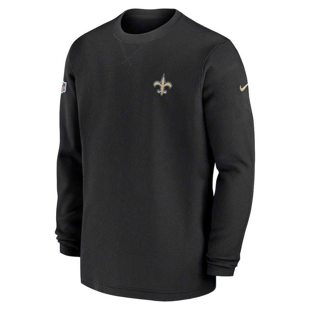 New Orleans Saints Nike 2023 Sideline Throwback Heavy Brushed Waffle Long Sleeve Top