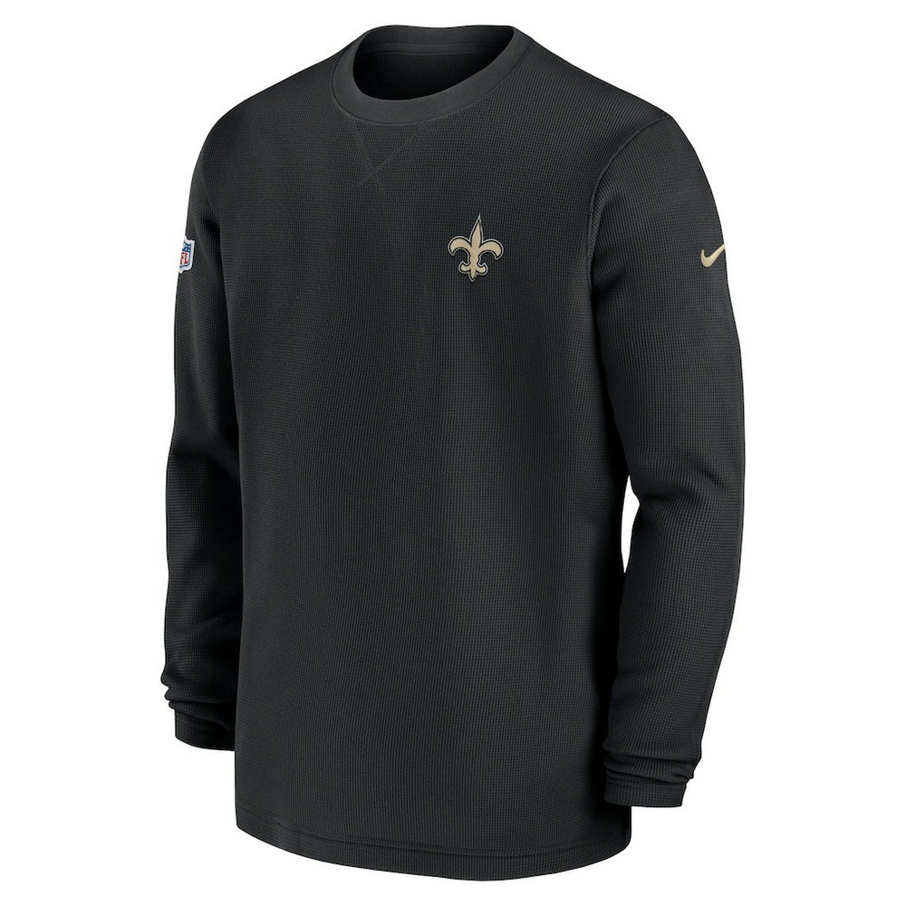 New Orleans Saints Nike 2023 Sideline Throwback Heavy Brushed Waffle Long Sleeve Top